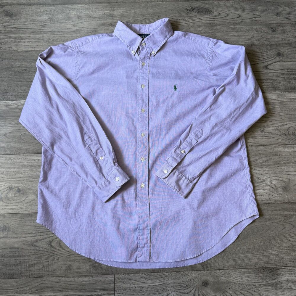 Ralph Lauren Classic Fit‎ Purple Oxford Button Down Shirt W/ Green Pony Size XXL